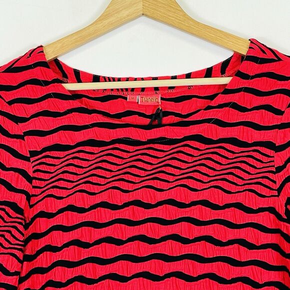 Tianello‎ Steve Barraza Red Black Stripe Knit Top Shirt Womens Medium NEW NWT - Picture 2 of 6